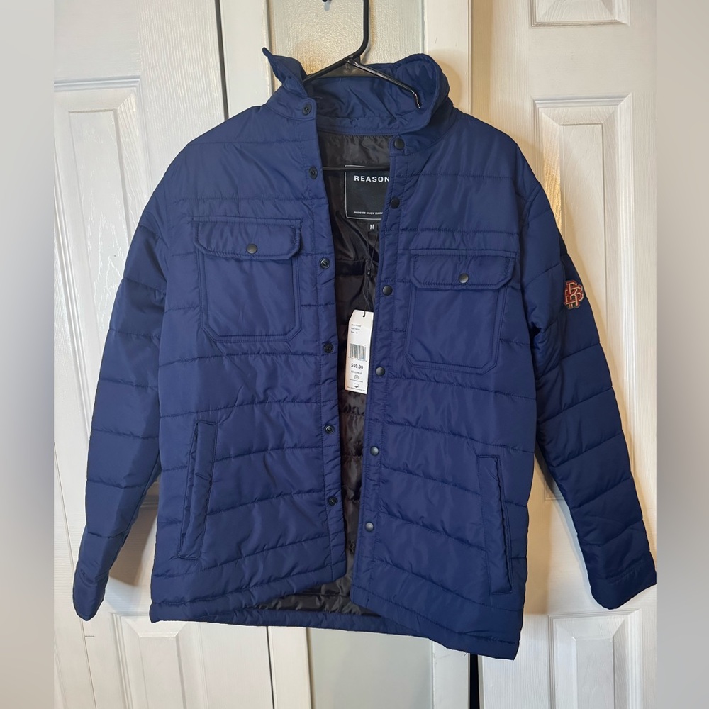 Reason Men's Navy Puffer Jacket